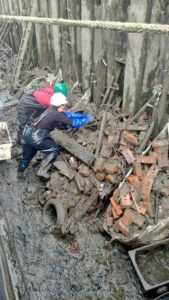 River clean up day with rubbish